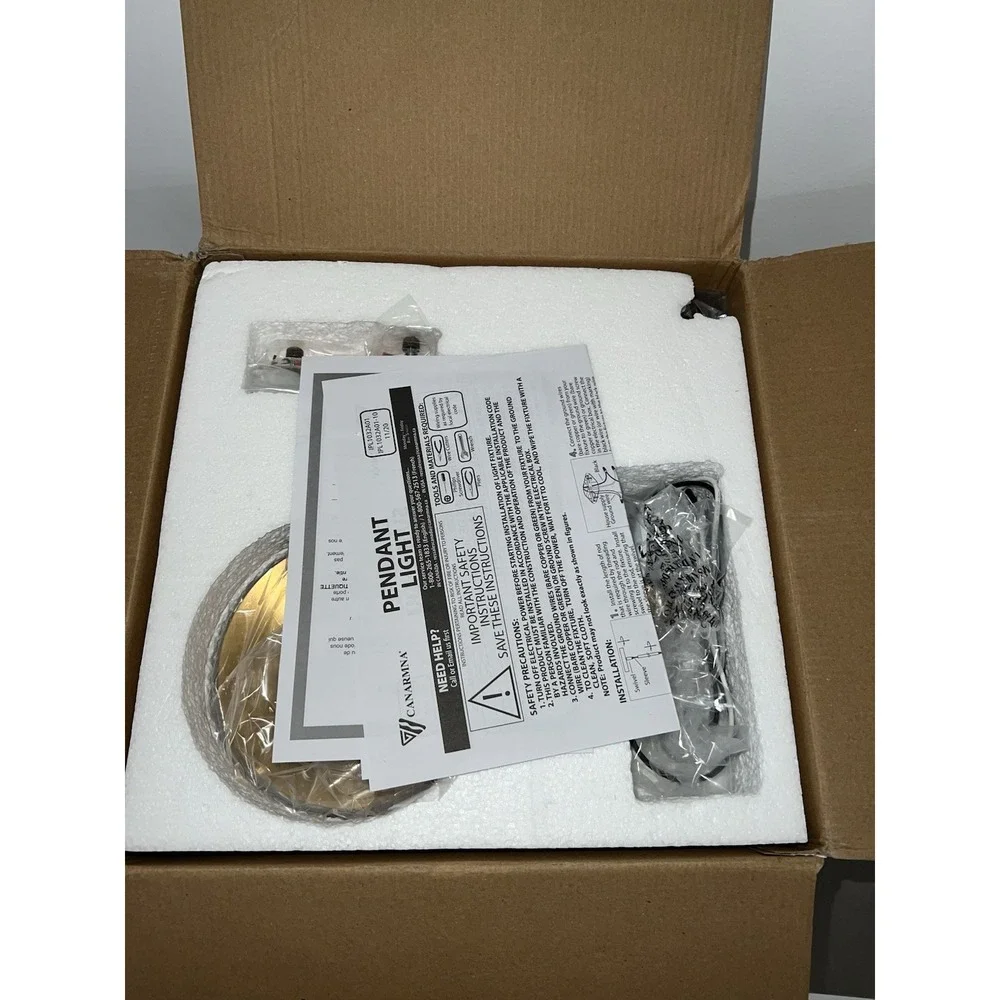 (20)Light, Gold Finish with Flat Opal Glass Shade, Adjustable Rod, (new)